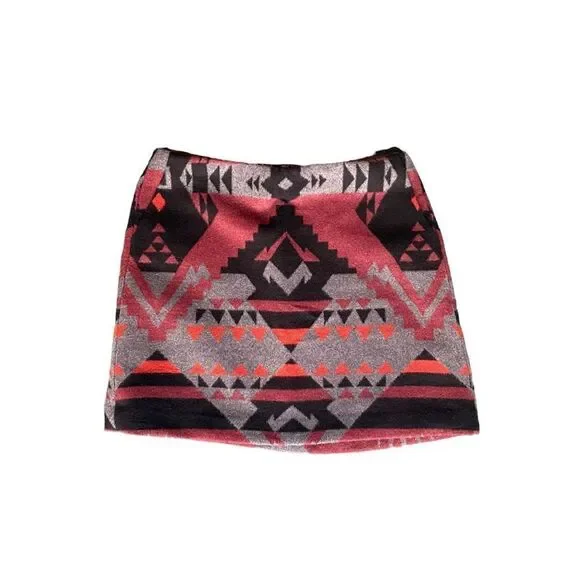 GAP Geometric Recycled Wool Blend Mini Skirt Sz 0 - Picture 1 of 6